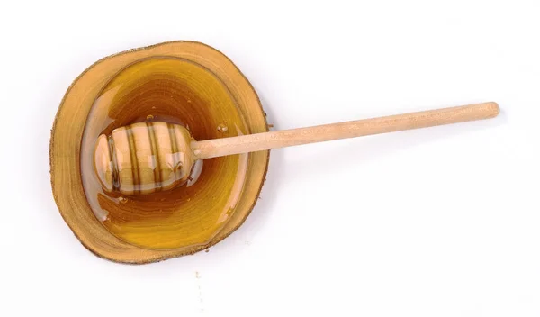 Honey Stick Flowing Honey Isolated White Background — Stock Photo, Image