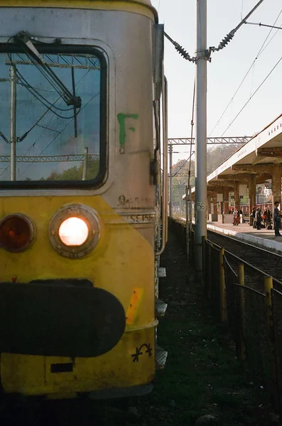 Vista Locomotiva Estação Ferroviária — Fotografia de Stock