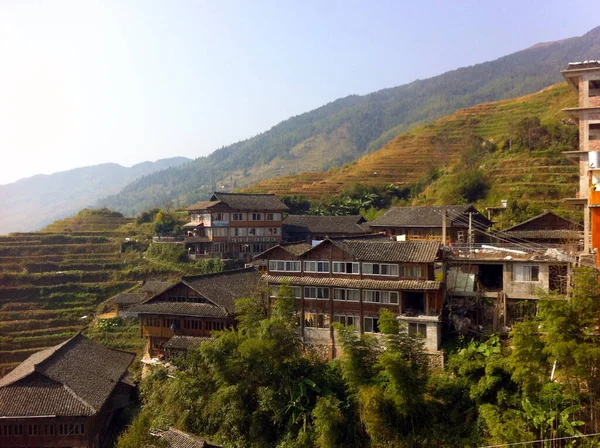 Krajina Obce Nad Rýžovými Terasami Okrese Yangshuo — Stock fotografie
