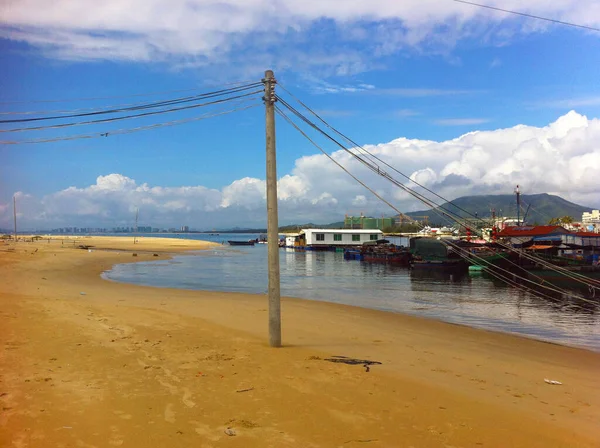 Cidade Pescador Sobre Mar Com Vista Para Praia — Fotografia de Stock
