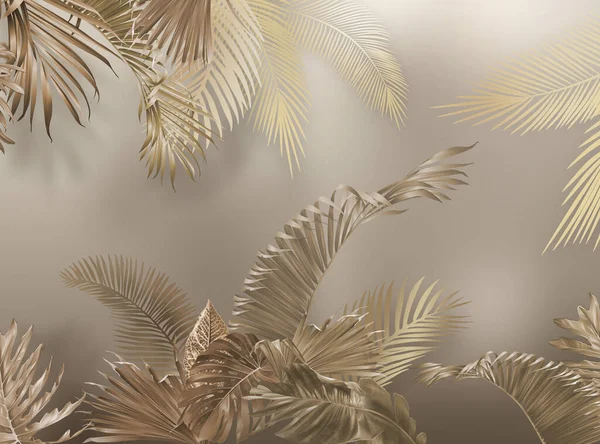 golden christmas decoration palm exotic leaves