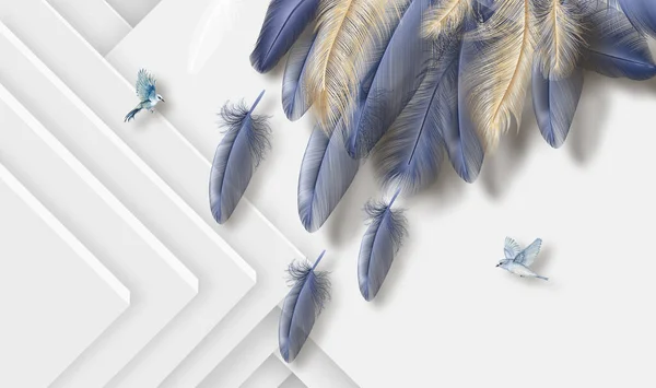 Blue White Feathers — Stock fotografie