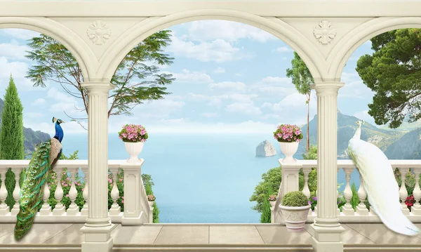 Gelin ve damat balkonda.