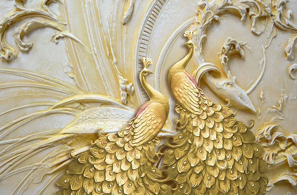 detail of the golden dragon peacock