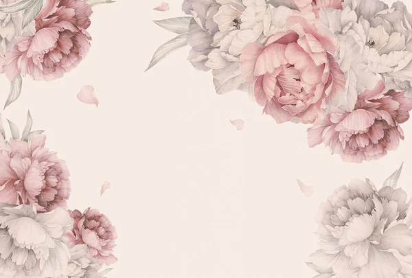 Pembe arka planda uçan taç yapraklarıyla beyaz çizgili güzel narin şakayıklar.