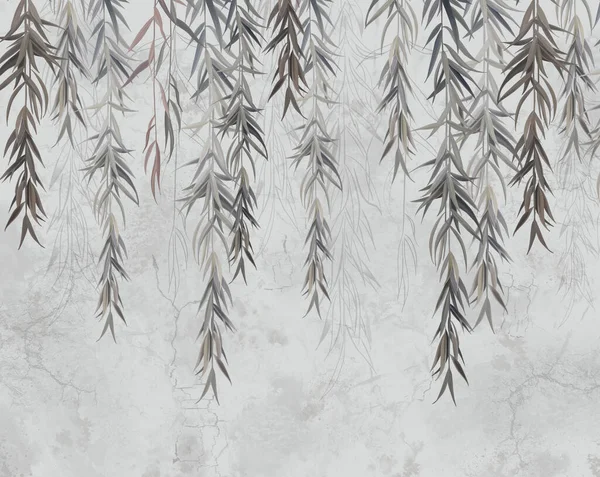 Tarafsız bir zemin üzerinde egzotik liana yaprakları koyu yeşil ve sarı yapraklar