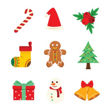 Dekorasyon için El Çizimi Noel Elementleri.