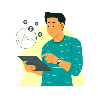 Adamım Yabancı Para Çizelgesini Kontrol Etmek için Tablete Bak.