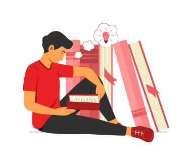 Adam kitap okur ve iyi bir fikir düşünür..