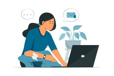 Woman Online Working from Home.