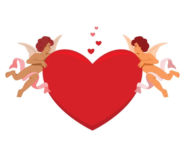 Corazón Cupido Para Día San Valentín — Vector de stock
