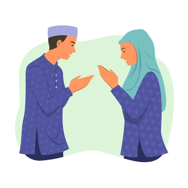 Muslim People Greeting Each Other — Stock Vector