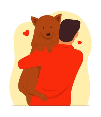 Adam Sevgiyle Bir Köpeğe Sarılıyor.