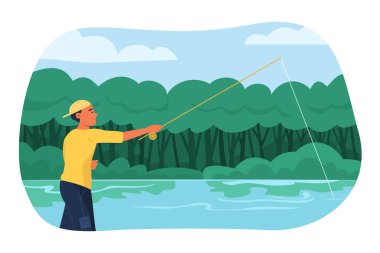 Fisherman Enjoy Fishing at River