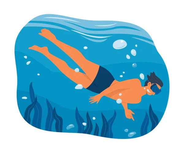 Man Diving Underwater — Stock Vector
