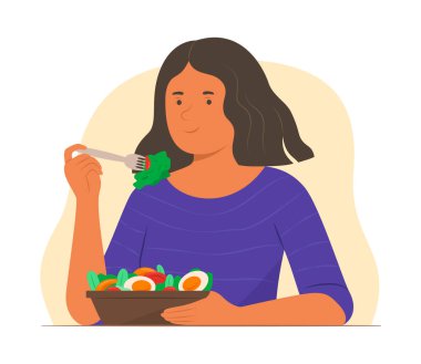 Vegetarian Woman Enjoy Eating Salad