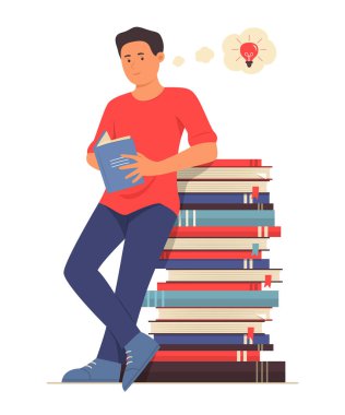 Kitap okuyan ve iyi bir fikir düşünen adam.