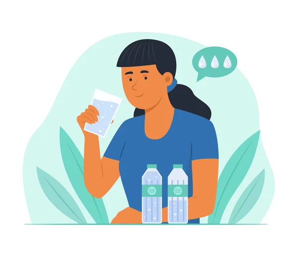 İyi Sağlık İçin Saf Su İçen Genç Kadın