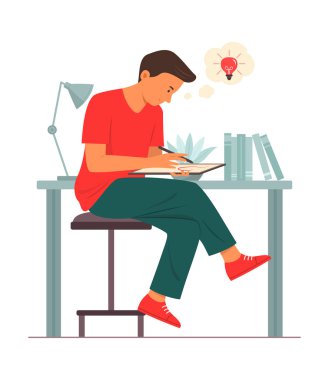 Tablete Yazan ve İyi Fikirler Düşünen Adam