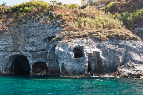 Caves Pilate Grotte Pilato Island Ponza Italy Beautiful Summer Day — Stok fotoğraf