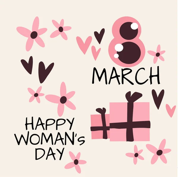 Happy Womens Day Illustrazione Marzo — Vettoriale Stock