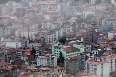 Kalabalık şehir kirli manzara, kirli ve kalabalık şehir konsepti