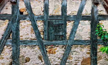 old facade of a half-timbered house 