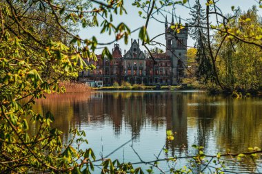 Panoramic view of the ruins of Koppitz Castle in Poland. 