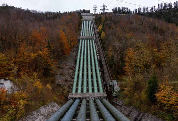 Six Pressure Pipes Walchensee Hydroelectric Power Station — Fotografia de Stock