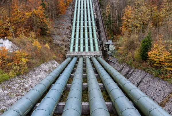 Six Pressure Pipes Walchensee Hydroelectric Power Station — Fotografia de Stock