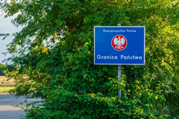 Road sign at the Polish border