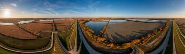 Panoramic view of the nature reserve near Lubomia in Poland. Drone photography 