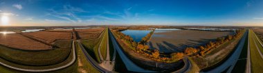 Panoramic view of the nature reserve near Lubomia in Poland. Drone photography 