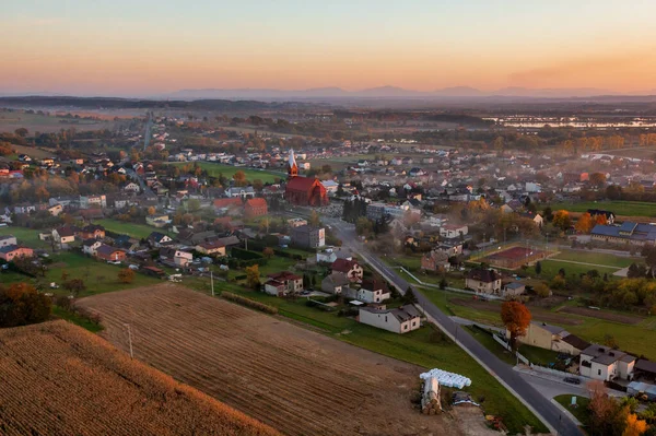 Panoramic View Village Lubomia Poland Drone Photography — Zdjęcie stockowe