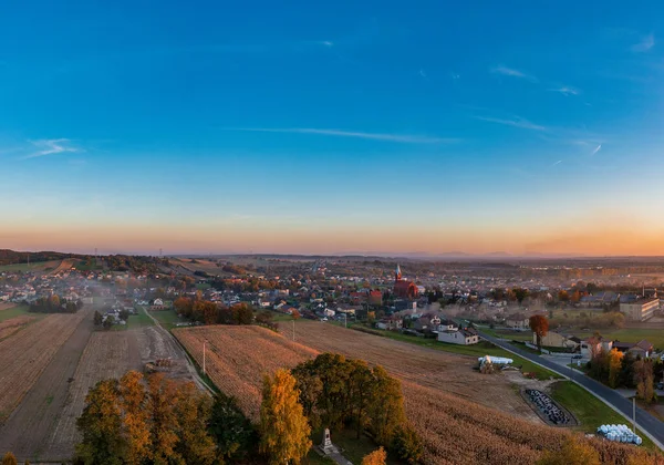 Panoramic View Village Lubomia Poland Drone Photography — 스톡 사진