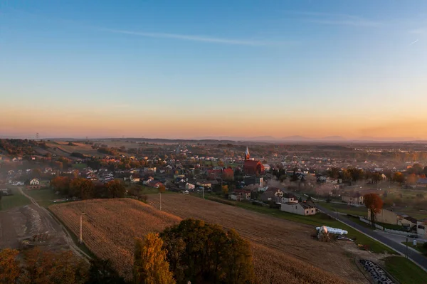 Panoramic View Village Lubomia Poland Drone Photography — Stockfoto