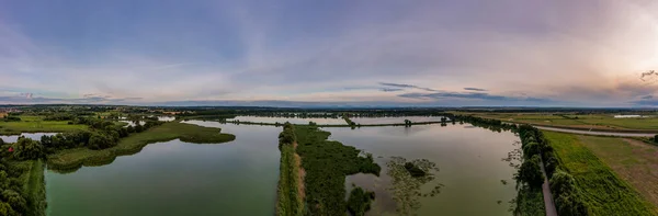 Panoramic View Nature Reserve Lubomia Poland Drone Photography — Fotografia de Stock