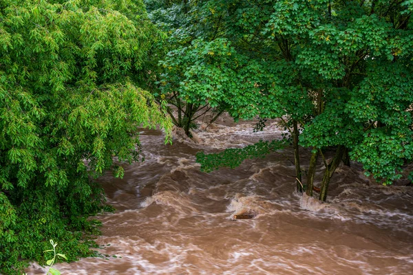Threatening Flood Wupper Leverkusen Germany — Stock Photo, Image