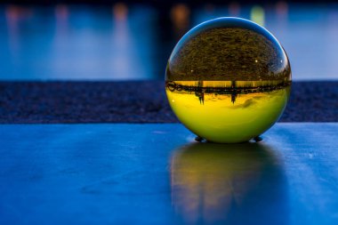 Cologne old town photographed through a glass ball, Cologne Germany.