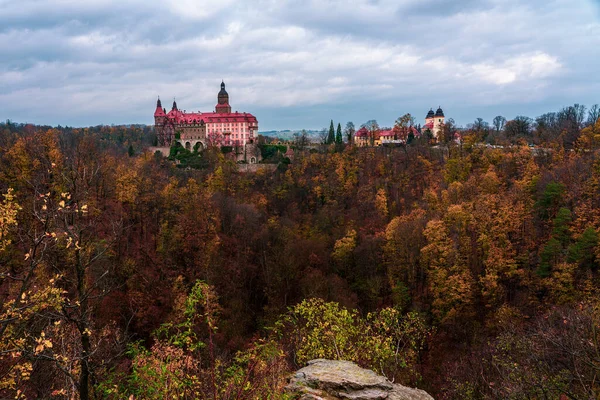 Panoramiczny Widok Zamek Furstenstein Polsce — Zdjęcie stockowe
