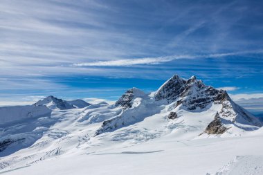 İsviçre 'deki kış manzarasının panoramik görüntüsü.