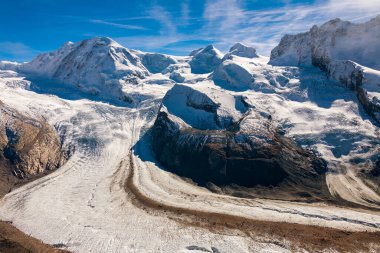 Gornergletscher, İsviçre 'nin panoramik görüntüsü