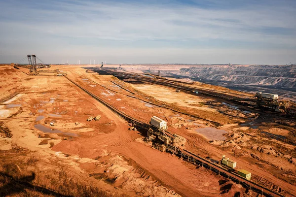 Vista Panorâmica Mina Céu Aberto Garzweiler Com Várias Escavadeiras Uso — Fotografia de Stock