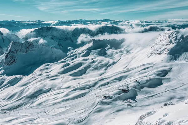 Panorama Montano Dalla Piattaforma Panoramica Sullo Zugspitze Aree Sciistiche Tedesche — Foto Stock