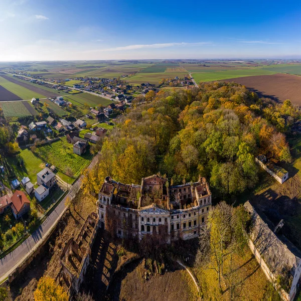 Ruiny Zamku Slawikau Polska Zdjęcia Dronów — Zdjęcie stockowe