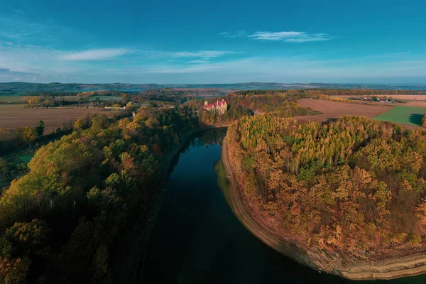 Vista Panorâmica Castelo Czocha Outono Polônia — Fotografia de Stock