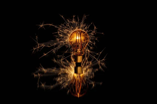 Burning Sparkler Lightbulb — Stock Photo, Image