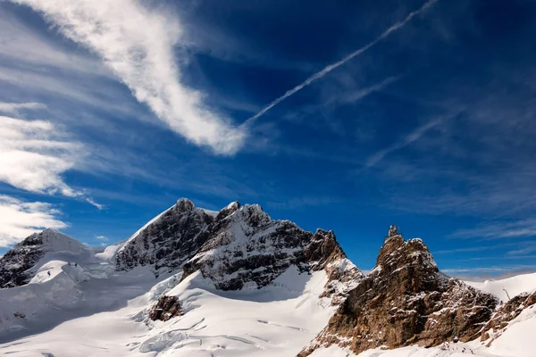 Horská Zimní Krajina Švýcarsku Observatoř Sfinga Švýcarsko — Stock fotografie