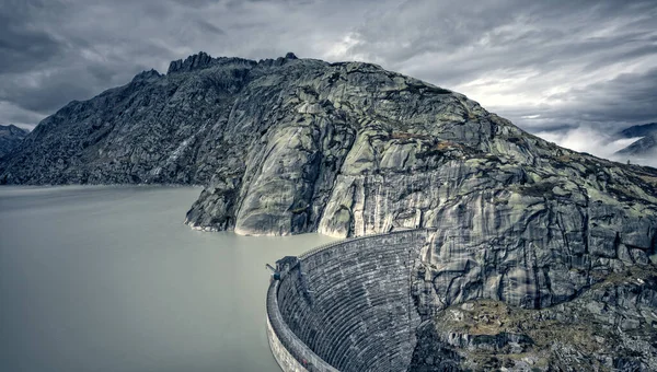 Panoramic View Lake Grimsel Switzerland Stock Photo