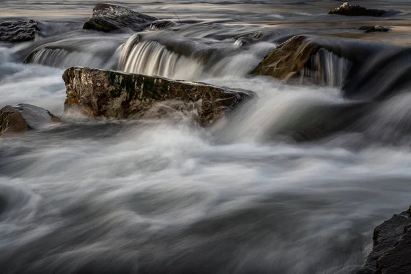 Lunga Esposizione Fiume Tramonto Germania — Foto Stock